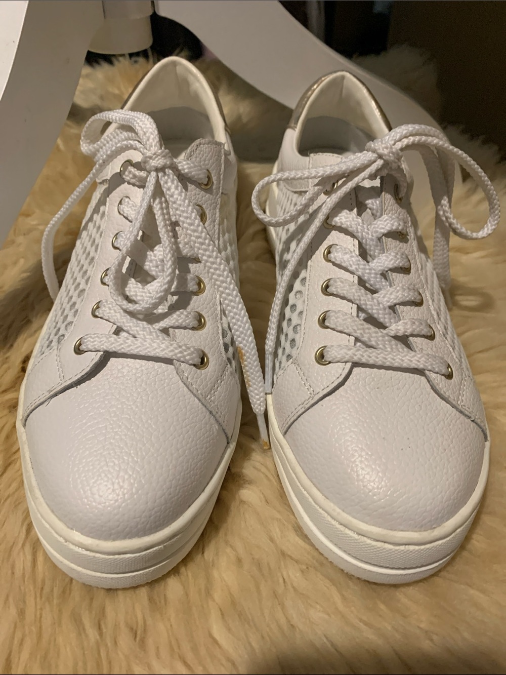 Steven By Steve Madden White Lace-Up Platform Sneakers